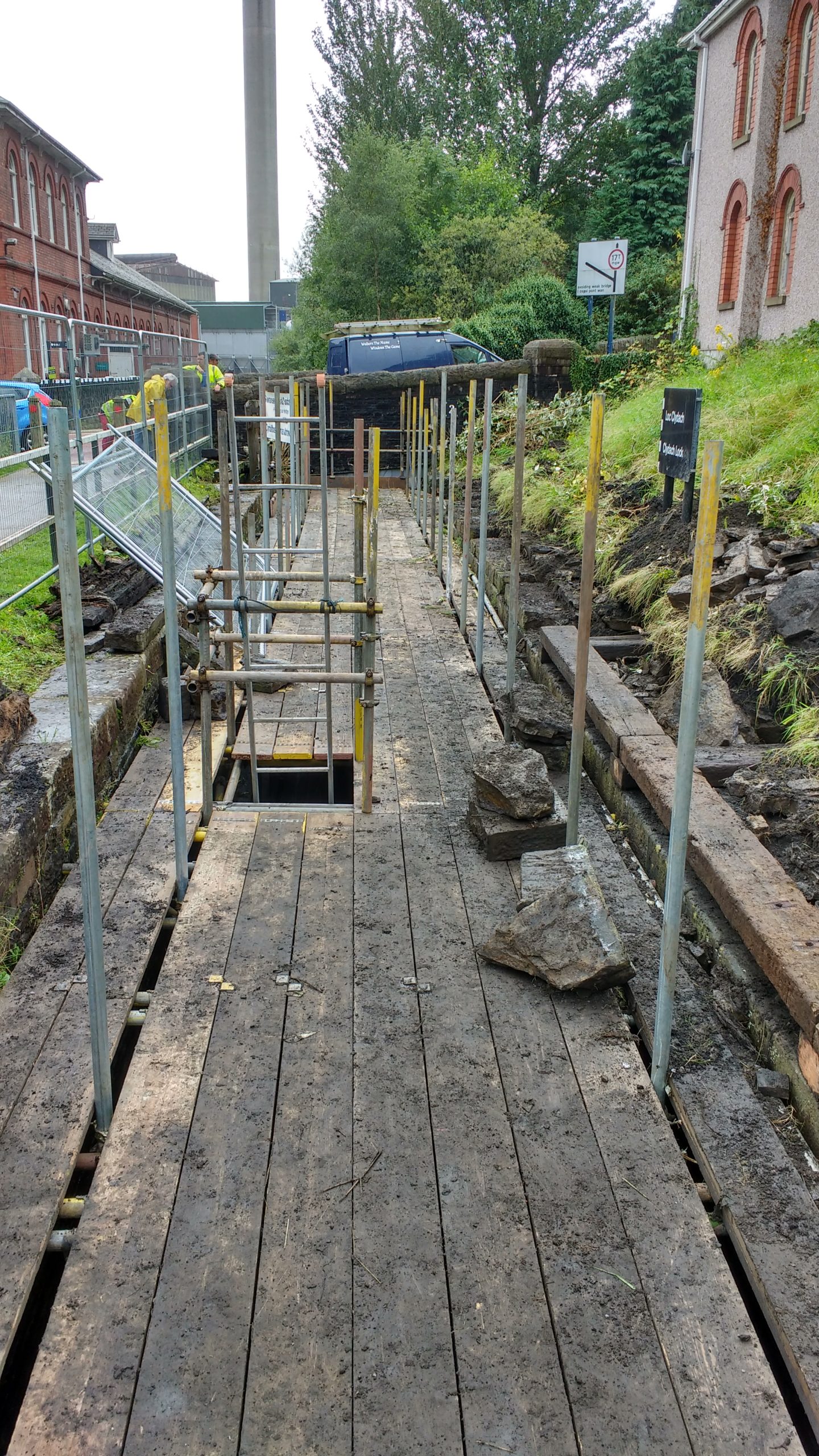 Sound timbers smiilar to these scaffoding planks will be floated down the canal saving transport costs and reusing a valuable resource.
